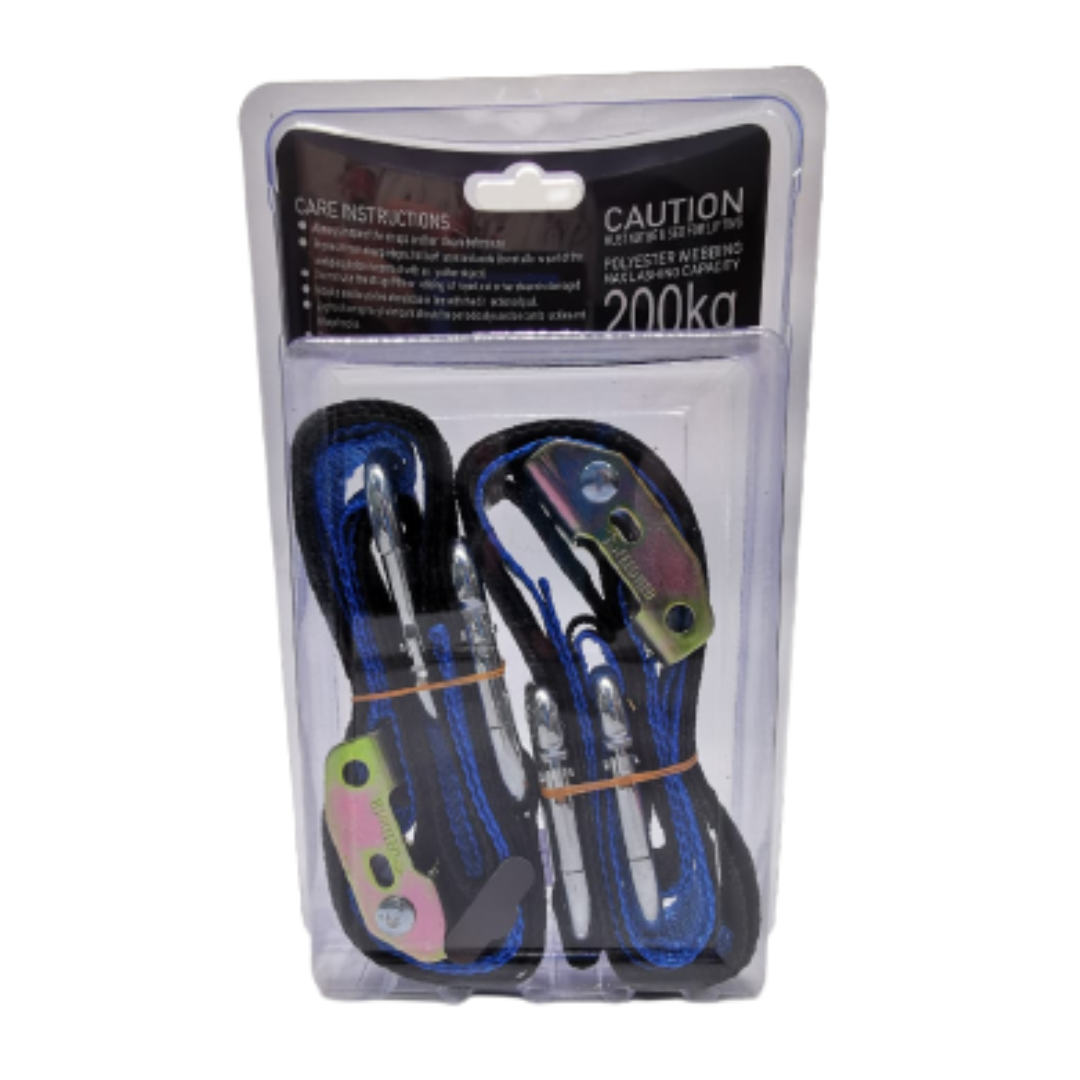 HD Blue & Black Tie Down Pair Cambuckle, Carabiner - RC-TIE-D-25-BB