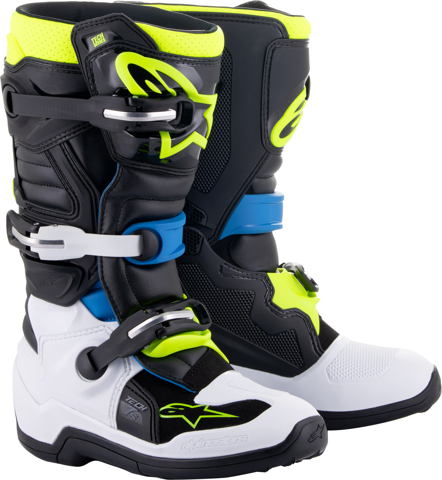 Youth MX Tech 7S - Black/White/Blue/Yellow
