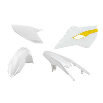 Racetech Husqvarna 4 Piece Plastic Kit - White/Yellow - EMD Online