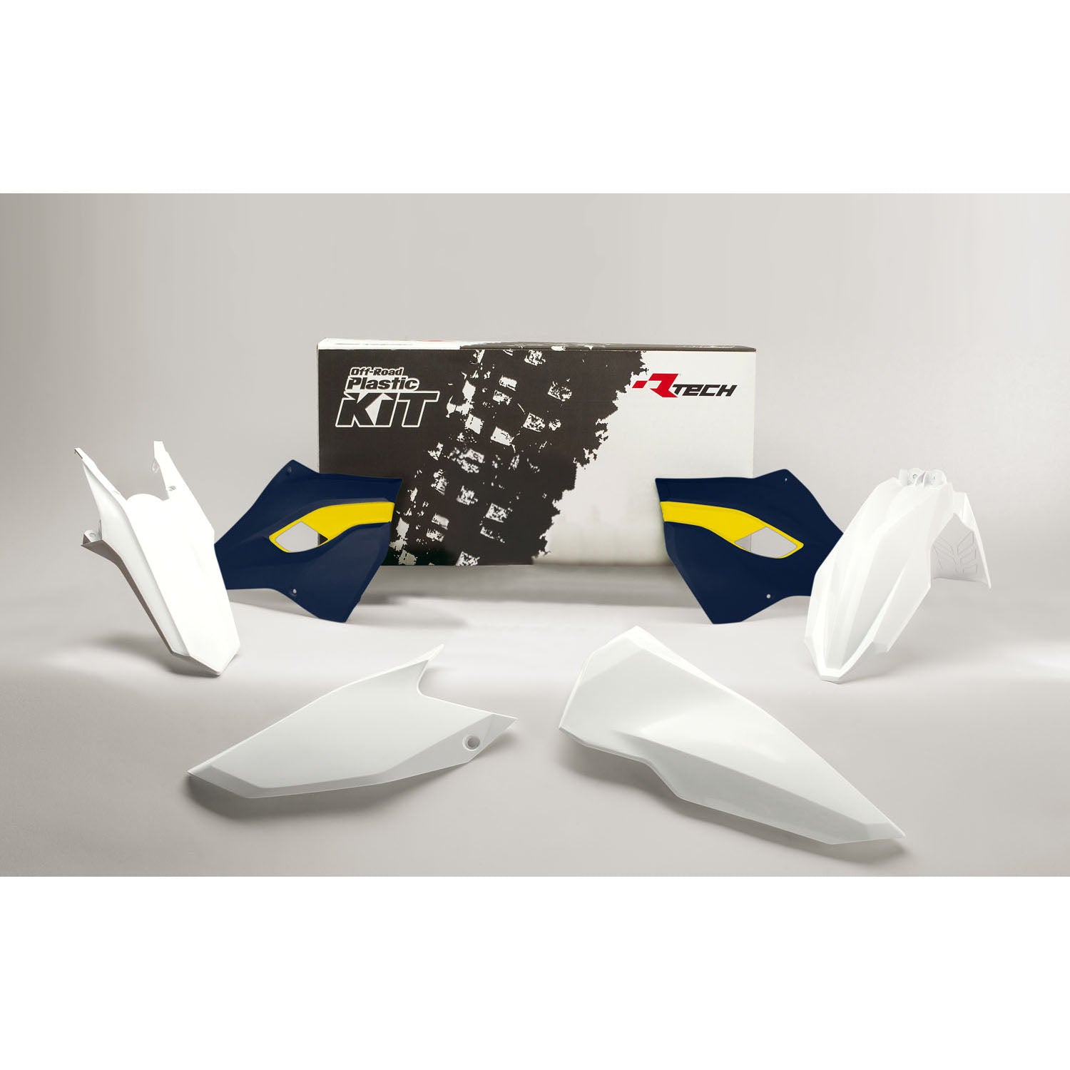 Racetech Husqvarna 4 Piece Plastic Kit - White/Blue - EMD Online