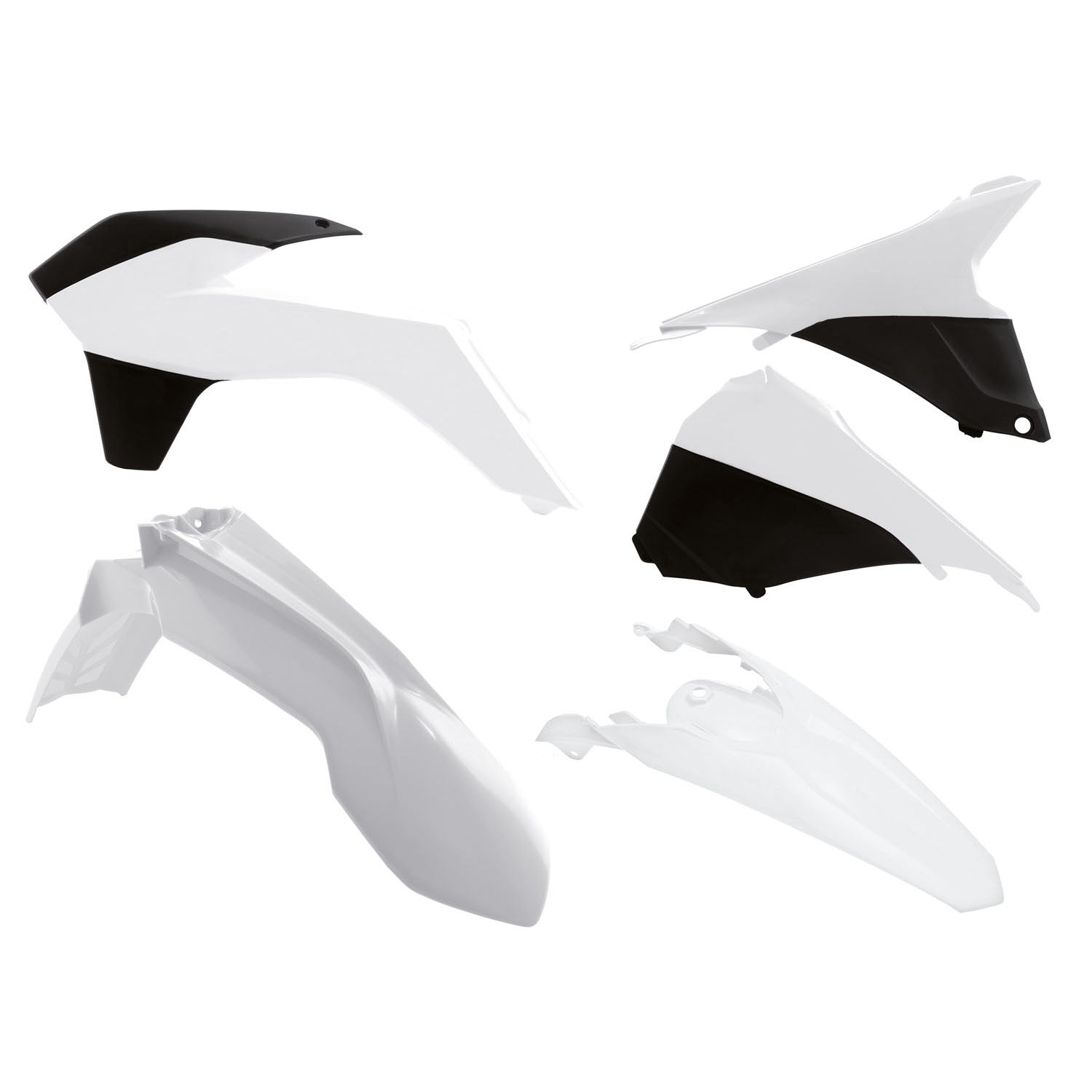 Racetech KTM 5 Piece Plastic Kit - White/Black - EMD Online