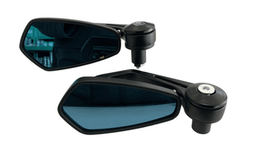 Inversal Bar End Oval Mirror Set Black - MIR-B-END-02