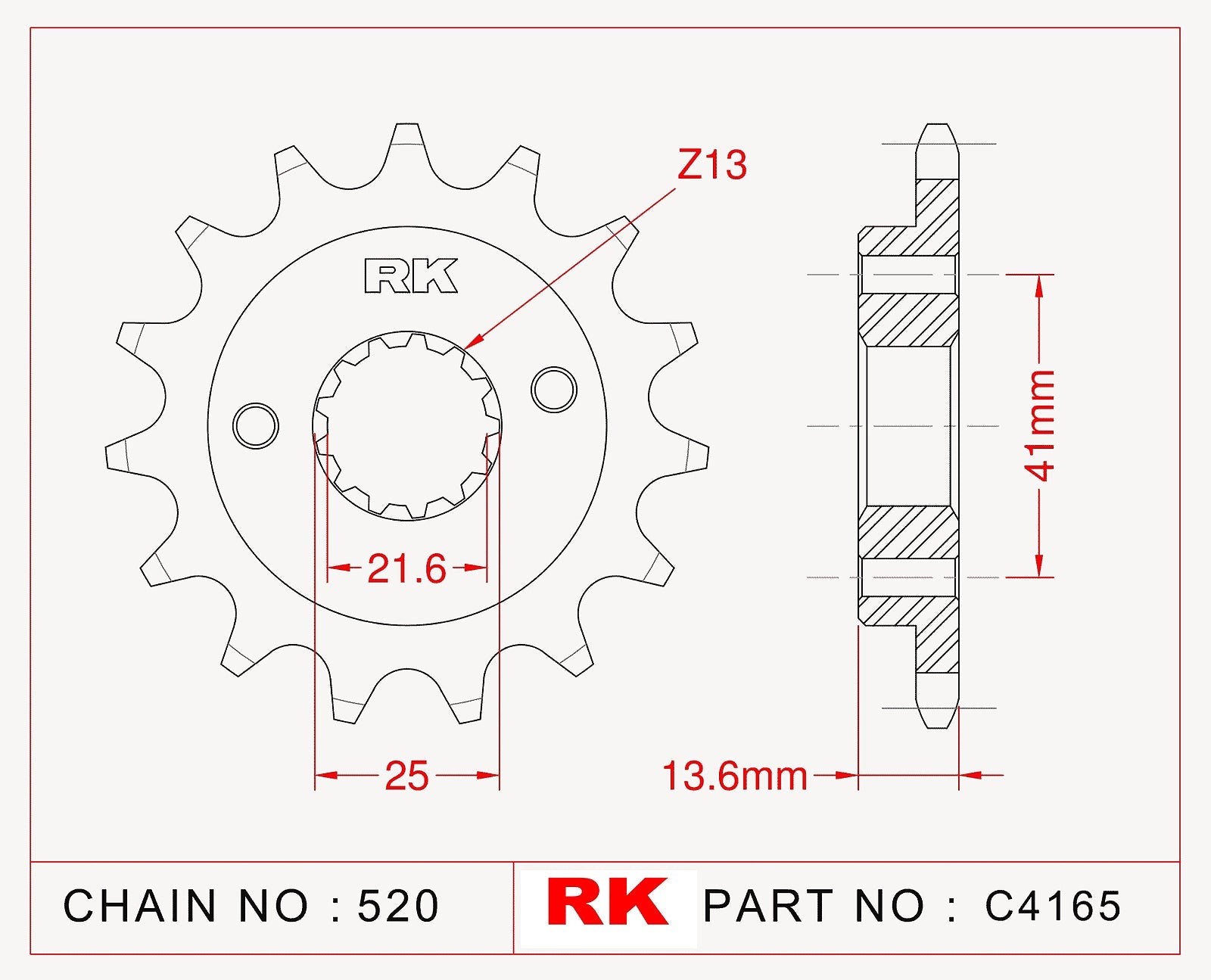 RK C4165-15ZZ0 Front Sprocket