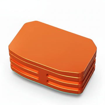 Orange metal component 
on a white background
