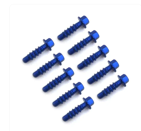Aluminium Tapping Screws Bolts Set (10pc) - Blue - RC-SS011-BLU