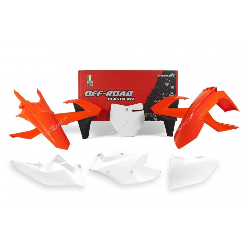 6 Piece Plastic Kit - White/ Orange - R-KITKTM-OEM-536