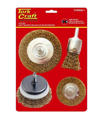 Craft Wire Brush Set 4pcs With Shaft - TCW004-1
